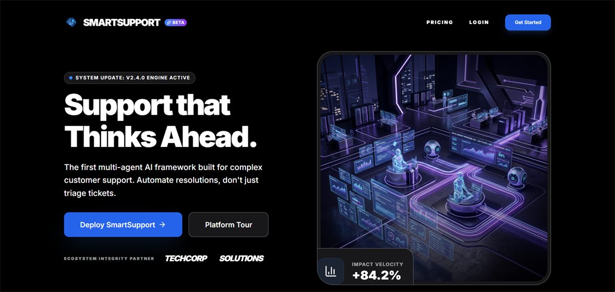 Smart Support AI website screenshot